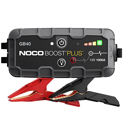 NOCO Boost Plus GB40 1000A 12V UltraSafe Starthilfe Powerbank, Tragbare Auto Batterie Booster, Starthilfekabel und Überbrückungskabel für bis zu 6-Liter-Benzin- und 3-Liter-Dieselmotoren