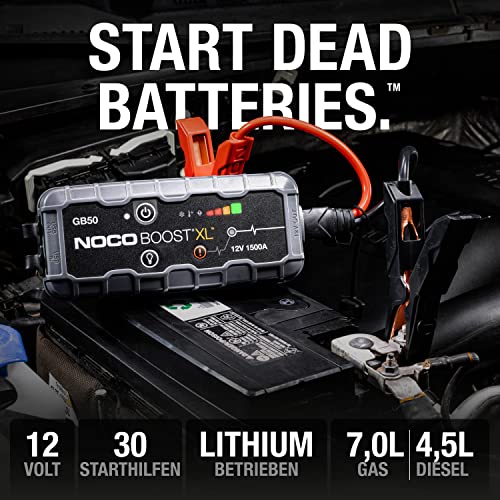 NOCO Boost XL GB50 1500A 12V UltraSafe Starthilfe Powerbank, Tragbare Auto Batterie Booster, Starthilfekabel und Überbrückungskabel für bis zu 7-Liter-Benzin- und 4-Liter-Dieselmotoren - 2