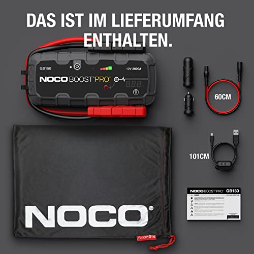 NOCO Boost Pro GB150 4000A 12V UltraSafe Starthilfe Powerbank, Tragbare Auto Batterie Booster, Starthilfekabel und Überbrückungskabel für bis zu 9-Liter-Benzin- und 7-Liter-Dieselmotoren - 6