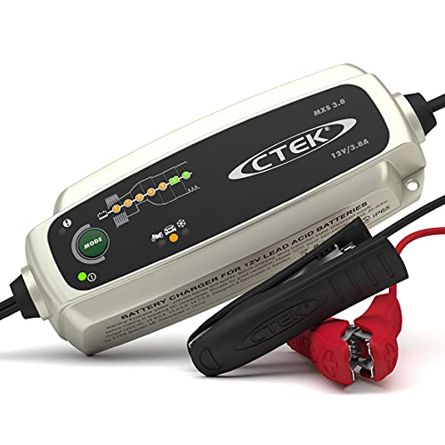 CTEK MXS 3.8 Vollautomatisches Ladegerät mit Countdown-Display (Ladung, Erhaltungsladung und Instandsetzung von Auto- und Motorradbatterien) 12V, 3,8 Amp – EU Stecker