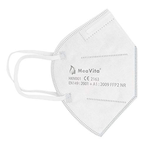 MeaVita FFP2 Maske, EU CE Zertifizierte Mund- und Nasenschutz nach EN149:2001+A1:2009, Atemschutz hohe Filtration, Partikelfiltermaske, Gummizug (20er) - 3