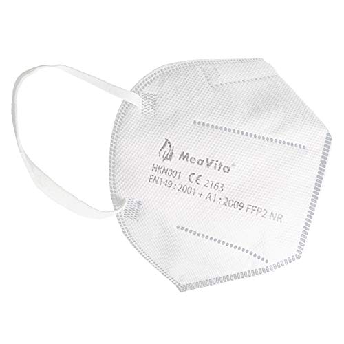 MeaVita FFP2 Maske, EU CE Zertifizierte Mund- und Nasenschutz nach EN149:2001+A1:2009, Atemschutz hohe Filtration, Partikelfiltermaske, Gummizug (20er) - 5
