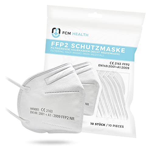 MeaVita FFP2 Maske, EU CE Zertifizierte Mund- und Nasenschutz nach EN149:2001+A1:2009, Atemschutz hohe Filtration, Partikelfiltermaske, Gummizug (10er)