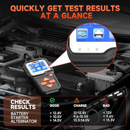 ANCEL BA301 6V 12V Batterieladefunktionstester Auto-Lichtmaschinen-Analysator Testwerkzeug für defekte Ladesysteme für Motorrad, Auto, Boots, kleine LKW und mehr - 4